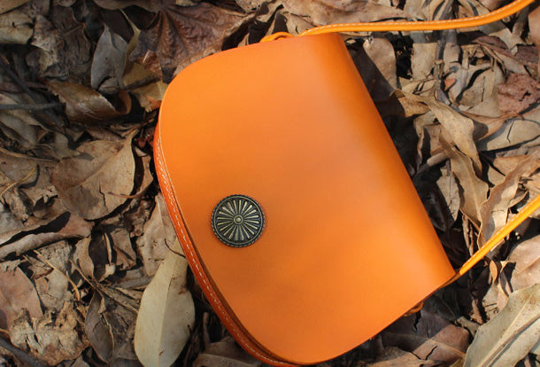 Handmade Leather Round Bag Crossbody Bag Shoulder Bag Purse for Women Leather Bag - EverHandmade