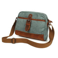 Mens Waxed Canvas Leather Small Courier Bags Canvas Messenger Side Bag for Men