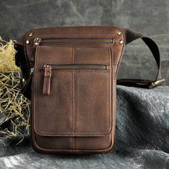 Cool Biker Mens Leather Drop Leg Bag Belt Pouch Waist Bag Side Bag Shoulder Bag for Men