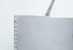 Handmade leather handbag gray tote bag shoulder bag shopper purse women - EverHandmade