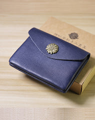 Slim Women Tan Sunflower Leather Card Wallet Minimalist Envelope Card Holder Wallet Coin Wallet For Women