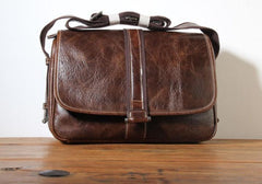 Handmade Genuine Leather Mens Cool Messenger Bag Sling Bag Chest Bag Bike Bag Cycling Bag for men