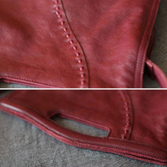 Leather Burgundy Bucket Bag Folded Bucket Style Purse - Annie Jewel