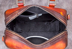 Genuine Leather Handbag Vintage Boston Bag Shoulder Bag Crossbody Bag Purse For Women - EverHandmade