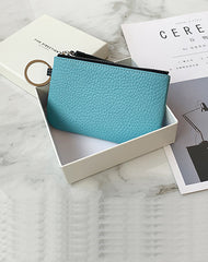 Cute Orange Leather Small Change Wallet Women Keychain with Wallet Zipper Coin Wallet For Women