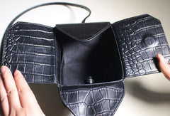 Genuine Leather Cube bag shoulder bag black for women leather crossbody bag