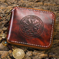 Handmade Leather Mens Chain Biker Wallet Cool Leather Wallet Small Wallets for Men