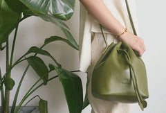 Genuine Leather Cute Bucket Bag Crossbody Bag Shoulder Bag Women Leather Purse