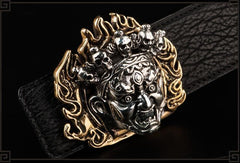 Handmade Black Leather Mens Belts Cool Black Leather Men Belts for Men