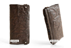 Cool leather Mens long wallet phone clutch wallet vintage wallet for men - EverHandmade