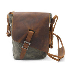 Cool Mens Waxed Canvas Leather Small Courier Bags Canvas Side Bags Messenger Bag for Men