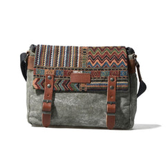 Vintage Mens Canvas Gray Cool Side Bag Messenger Bag Shoulder Bag for Men