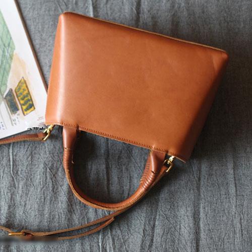 Brown Leather Satchel Purse Small Structured Satchel Purse - Annie Jewel
