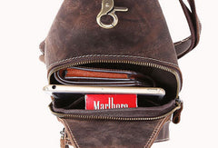 Cool Leather Sling Bag for Men Vintage Chest SLing SHoulder Bag For Men