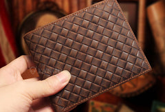 Vintage billfold leather wallet braided leather billfold wallet for men women