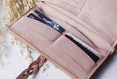 Handmade leather braided personalized custom clutch purse long wallet purse clutch women - EverHandmade