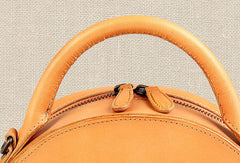 Handmade handbag round purse leather crossbody bag purse shoulder bag for women - EverHandmade