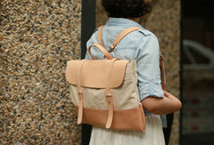 Handmade Leather messenger bag backpack canvas for men women leather shoulder bag - EverHandmade