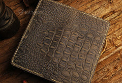 Handmade long leather wallet crocodile zipper leather clutch wallet for men