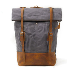 Cool Waxed Canvas Leather Mens Backpacks Canvas Travel Backpack Canvas School Backpack for Men