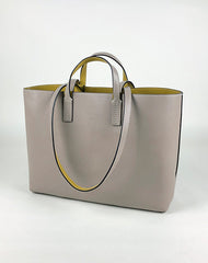 Womens Gray Leather Shoulder Tote Bags Best Tote Handbag Shopper Bags Purse for Ladies