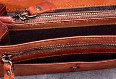 Genuine Leather Wallet Folded Long Wallet Vintage Tooling Wallet Purse For Men Women - EverHandmade