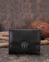 Vintage Womens Red Leather Small Trifold Wallet - Back View