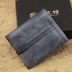 Handmade Mens Cool billfold Leather Wallet Men Small Slim Wallets Bifold for Men