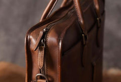 Handmade Cool leather mens Briefcases vintage laptop Briefcases Business Briefcase - EverHandmade