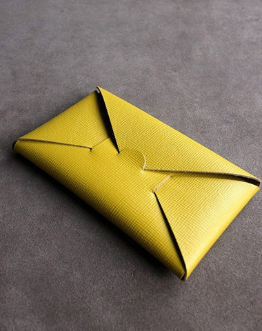 Cute Womens Orange Leather Envelope Wallet Slim Clutch Purse Checkbook Long Wall NB00891078