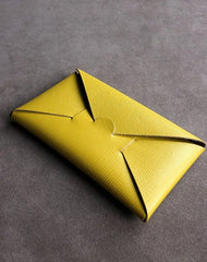 Cute Womens Orange Leather Envelope Wallet Slim Clutch Purse Checkbook Long Wallet for Women