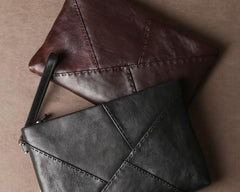 Leather Mens Clutch Cool Wallet Zipper Clutch Wristlet Wallet for Men