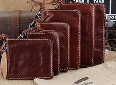 Handmade Leather Mens Long Chain Biker Wallet Cool Leather Wallet Slim Wallets for Men