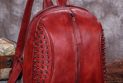 Genuine handmade Leather backpack bag rivet shoulder bag women leather purse - EverHandmade
