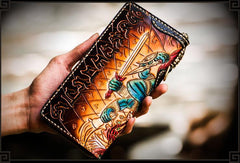 Handmade Leather Ucchusma Mens Chain Biker Wallet Cool Leather Long Wallet With Chain Wallets for Men