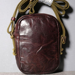 Handmade Genuine Leather Mens Cool Messenger Bag Sling Bag Chest Bag Bike Bag Cycling Bag for men