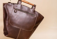 Genuine Leather Handbag Wooden Handmade Bag Shoulder Bag Purse For Women - EverHandmade