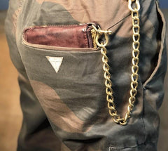 Handmade Genuine Leather Mens Chain Biker Wallet Cool Zipper Leather Wallet Bifold billfold Wallets