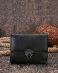 Vintage Womens Brown Leather Small Trifold Wallet billfold Wallet Purse for Ladies