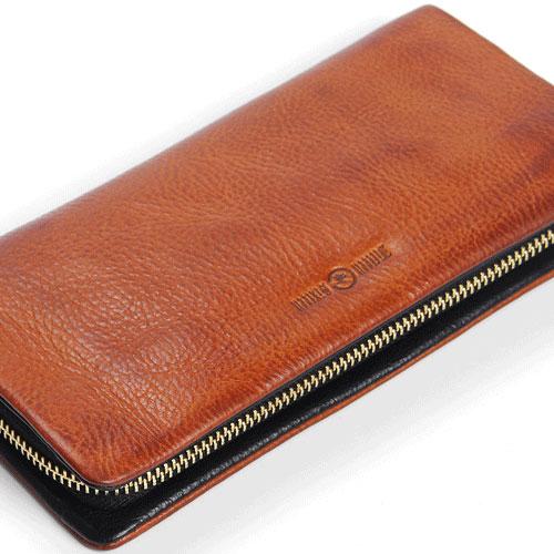 Handmade Leather Mens Cool Long Leather Wallet Bifold Clutch Wallet for Men