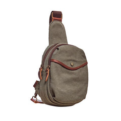 Cool Gray Canvas Mens Sling Bag Chest Bag One Shoulder Packs for men