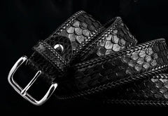 Handmade Black Leather Mens Belts Custom Cool Leather Men Belt for Men