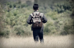 Cool Leather Mens Backpack Large Coffee Travel Backpack Hiking Backpack for men