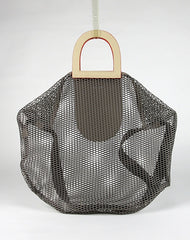 Womens Green Net Polyester Leather Tote Handbag Purse Polyester Tote Shoulder Bag Purse for Ladies