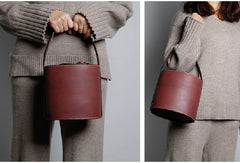 Genuine Leather Cute Bucket Bag Handbag Crossbody Bag Shoulder Bag Women Leather Purse