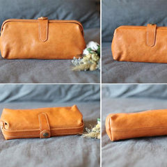 Handmade Leather Long Wallet Bag Pen Purse Clutch For Women - Annie Jewel