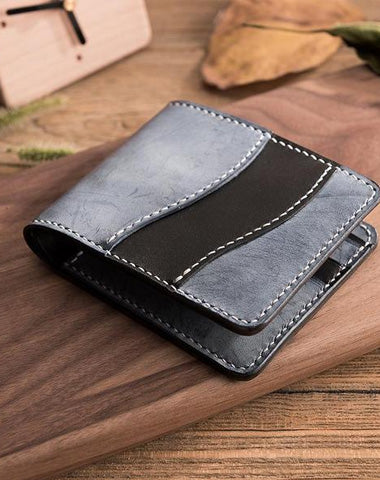 Handmade Leather Cool Mens billfold Leather Wallet Men Small Bifold Wallets for Men