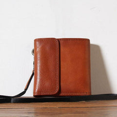 Genuine Leather Mens Cool billfold Leather Wallet Men Small Wallets Trifold for Men