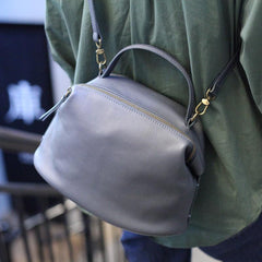 Grey Soft Leather Satchel Women's Satchel Shoulder Bag - Annie Jewel