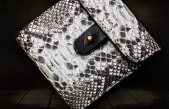 Handmade Leather Boa Skin Tooled Mens billfold Wallet Cool Small Wallet for Men